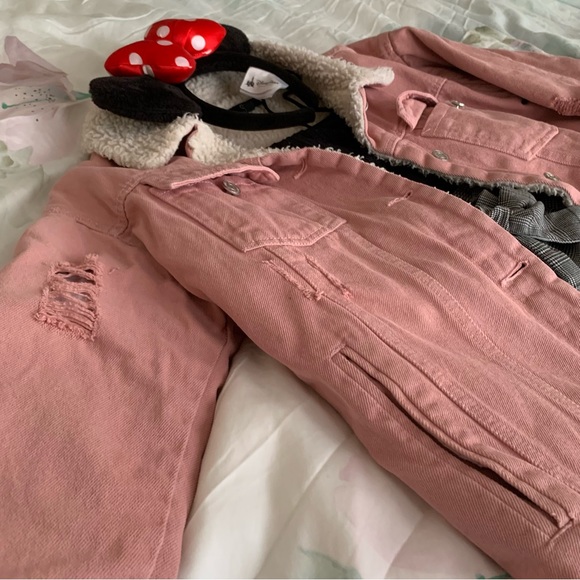 missguided Pink Borg Lined Denim Jacket - Picture 3 of 8